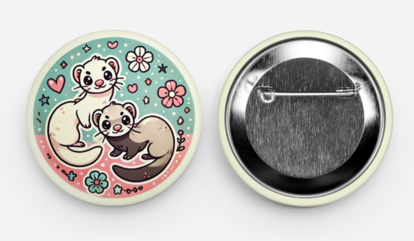 Button Pin- Cute Ferrets