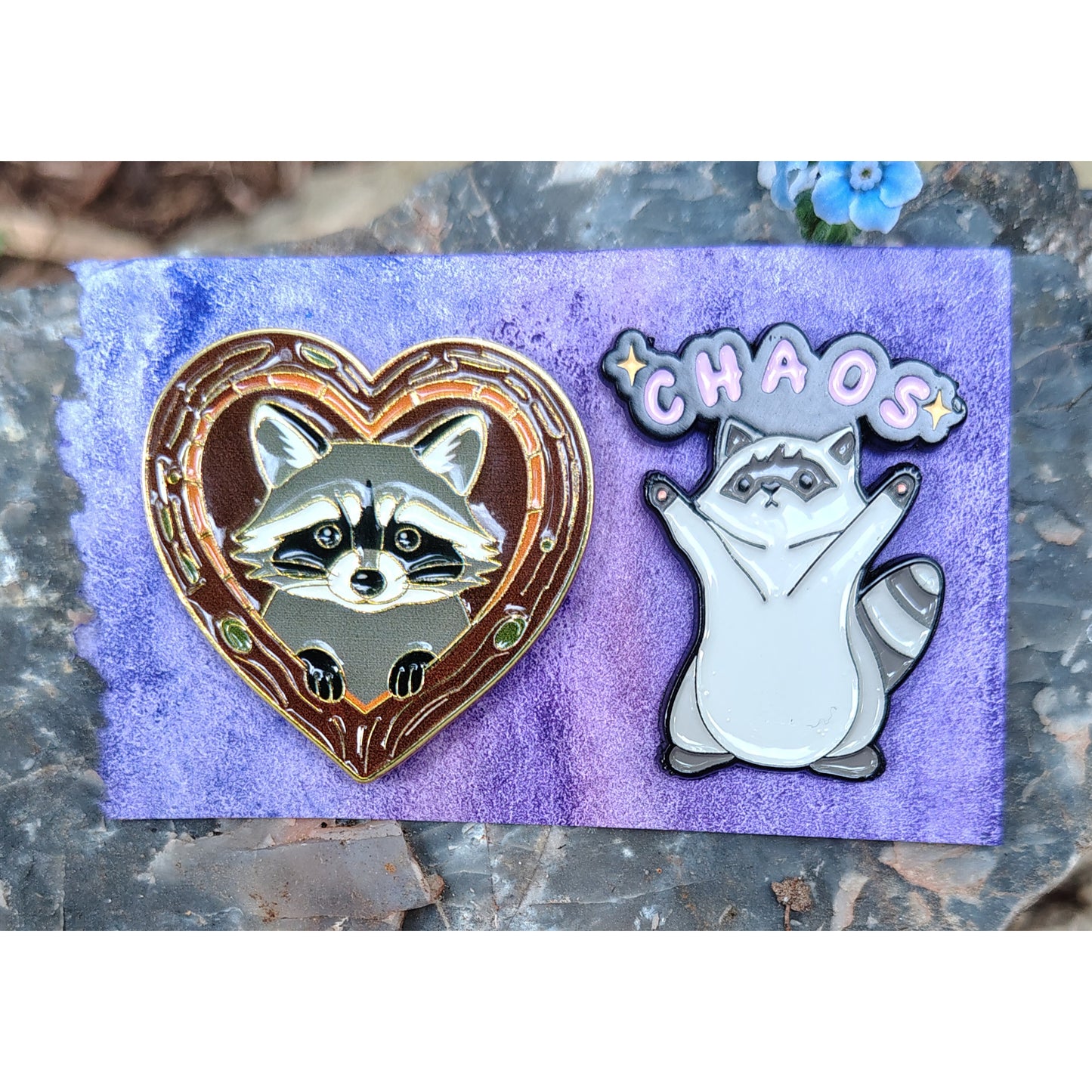 Raccoon Pins: set of two