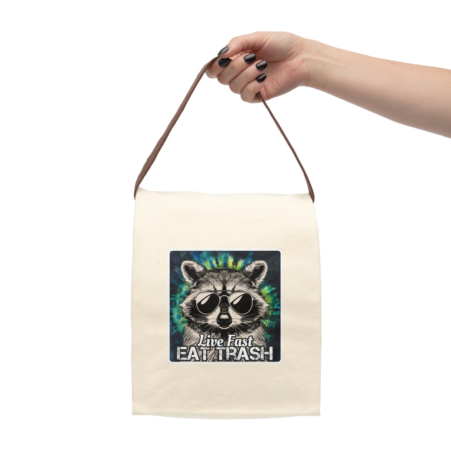 Live fast, eat trash 🐾 Canvas Lunch Bag With Strap