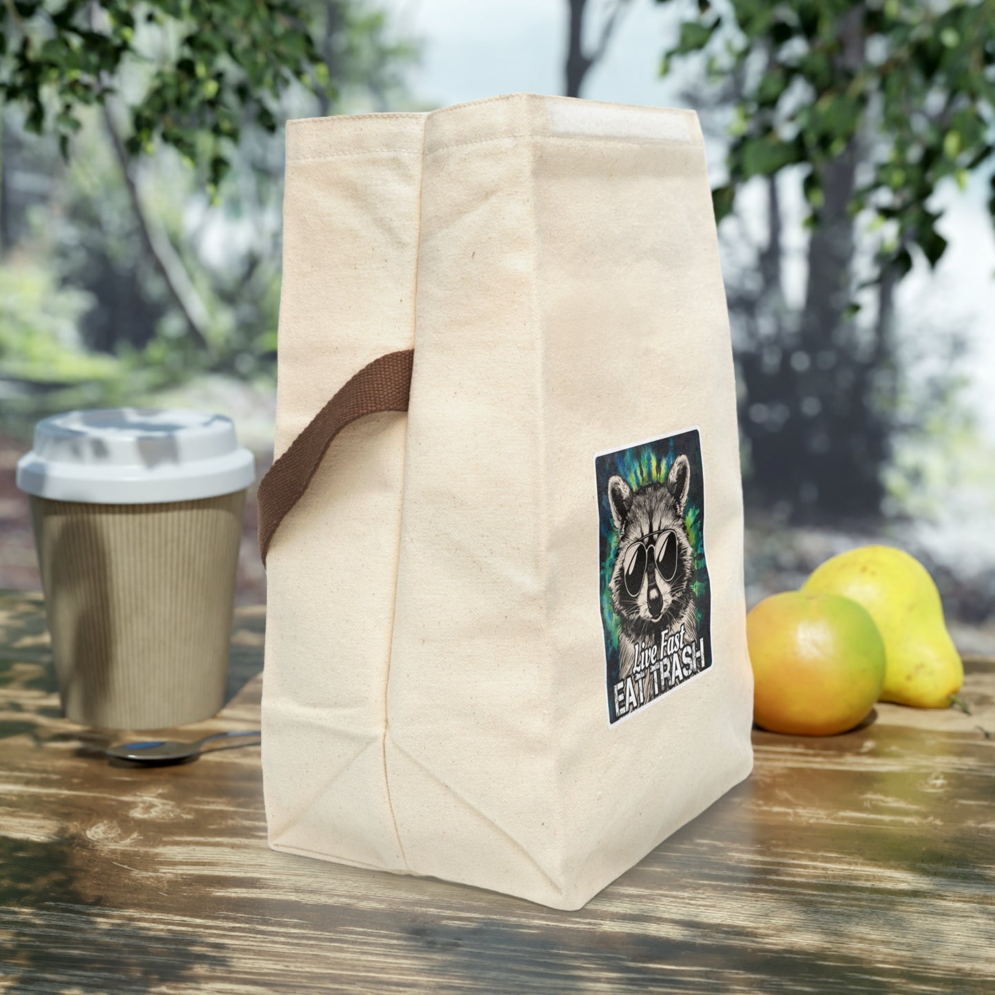 Live fast, eat trash 🐾 Canvas Lunch Bag With Strap