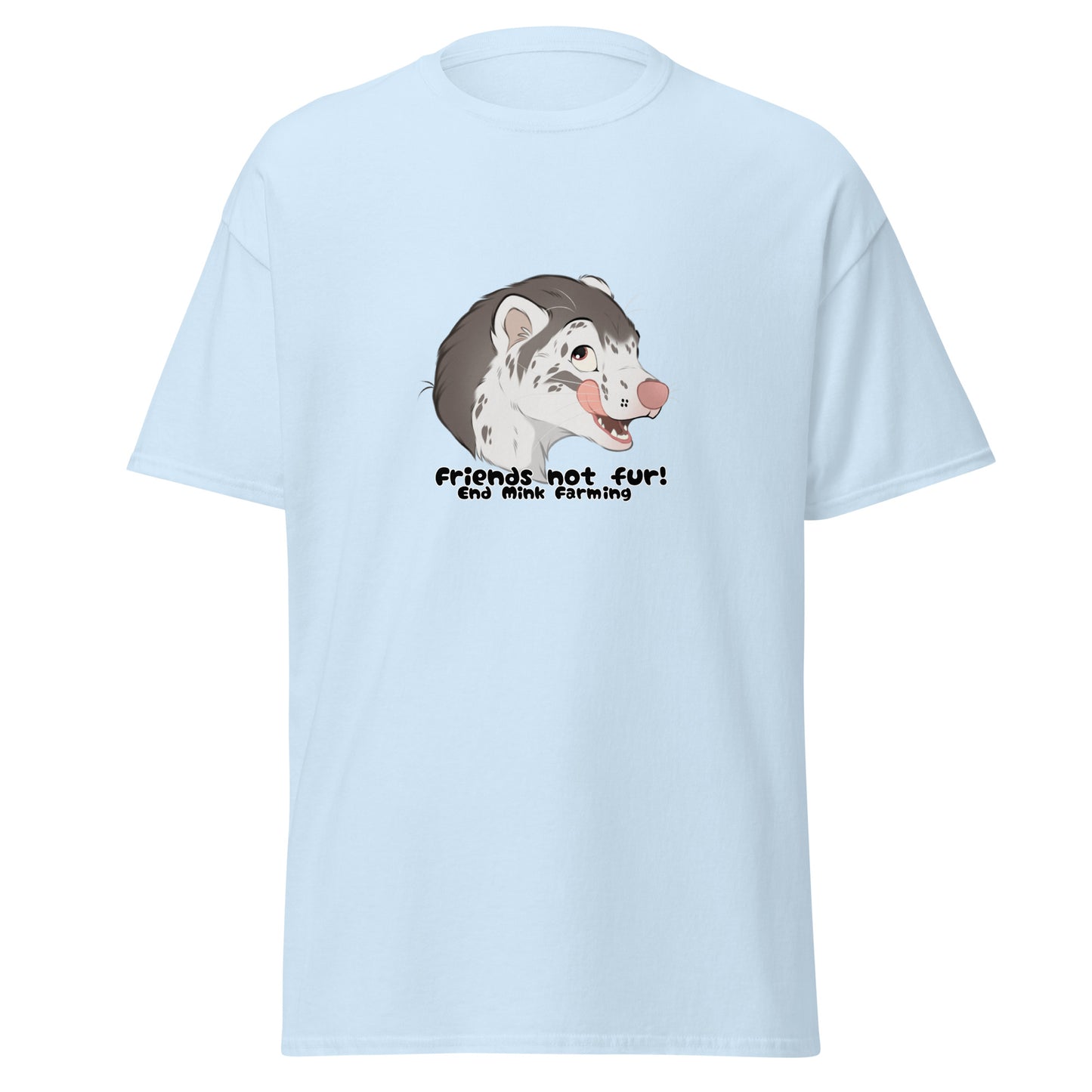 Classic tee, animal activist T-shirt, animal rights T-shirt, Frostfang the mink tee, mink T-shirt, friends not fur tshirt