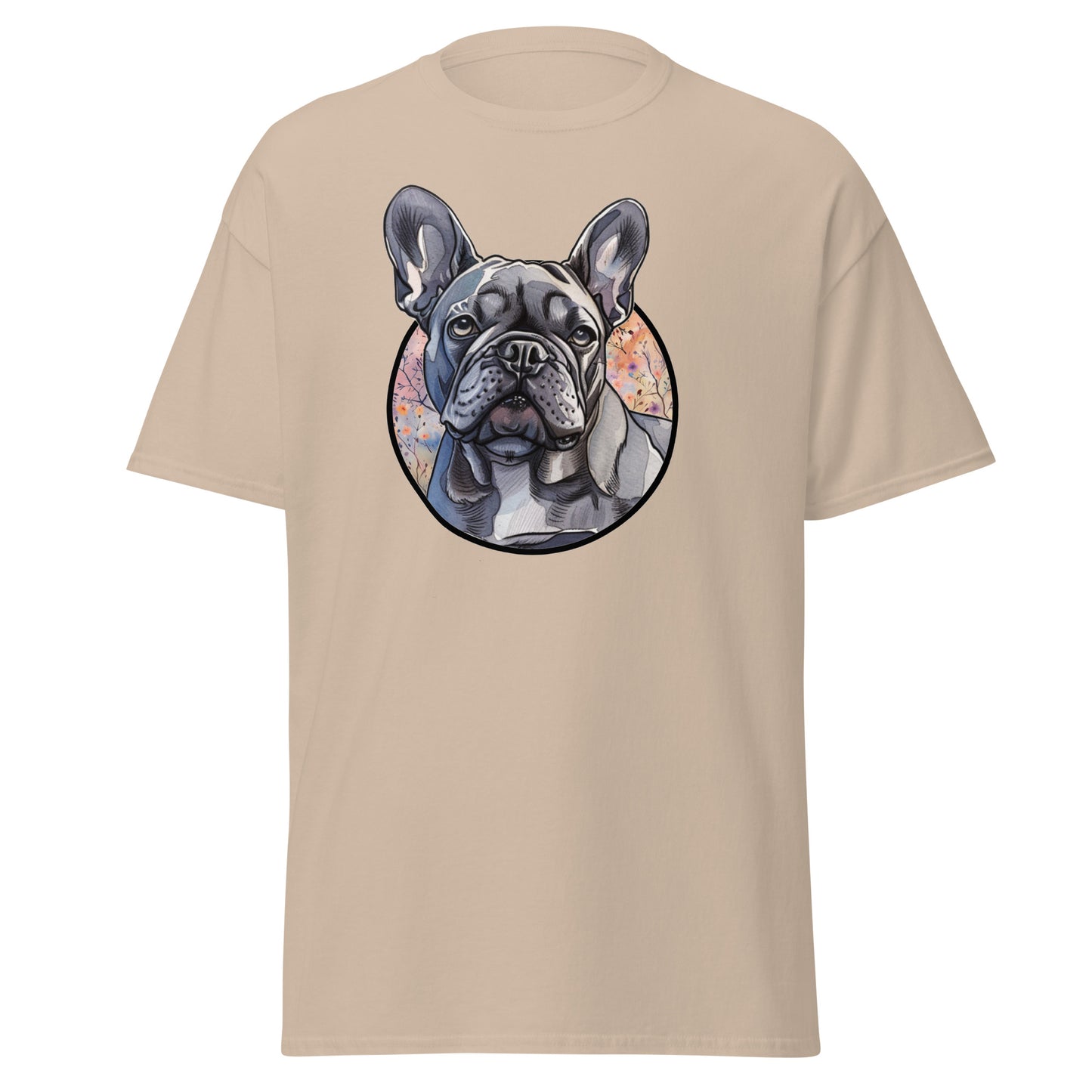 Classic tee, blue French bulldog tee, Frenchie T-shirt