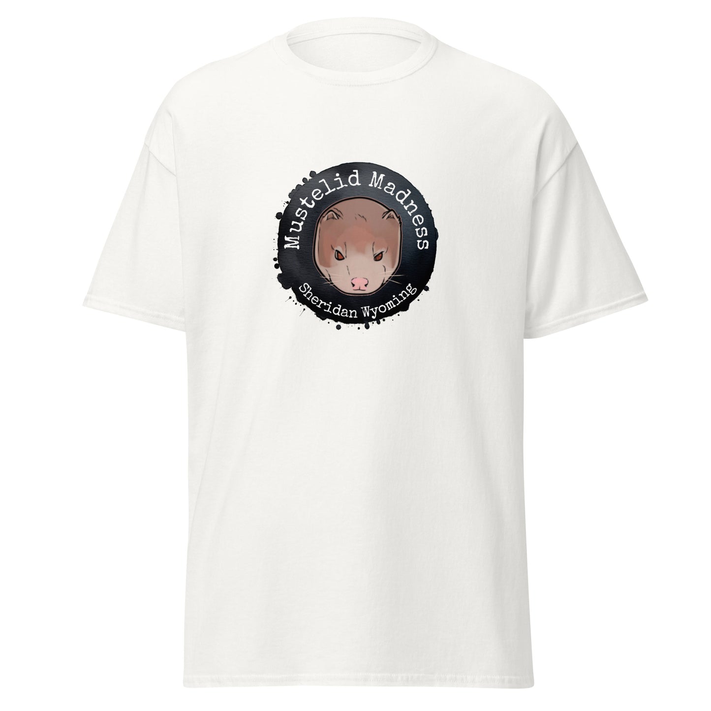 Classic tee, Mustelid Madness tee, Sheridan Wyoming T-shirt, Nicolas the Mink T-shirt