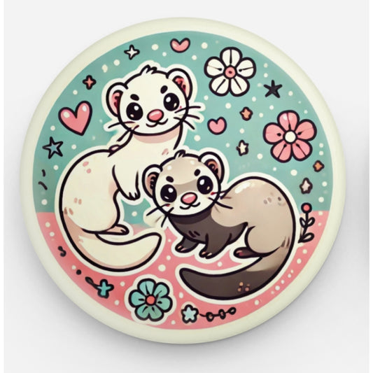 Button Pin- Cute Ferrets