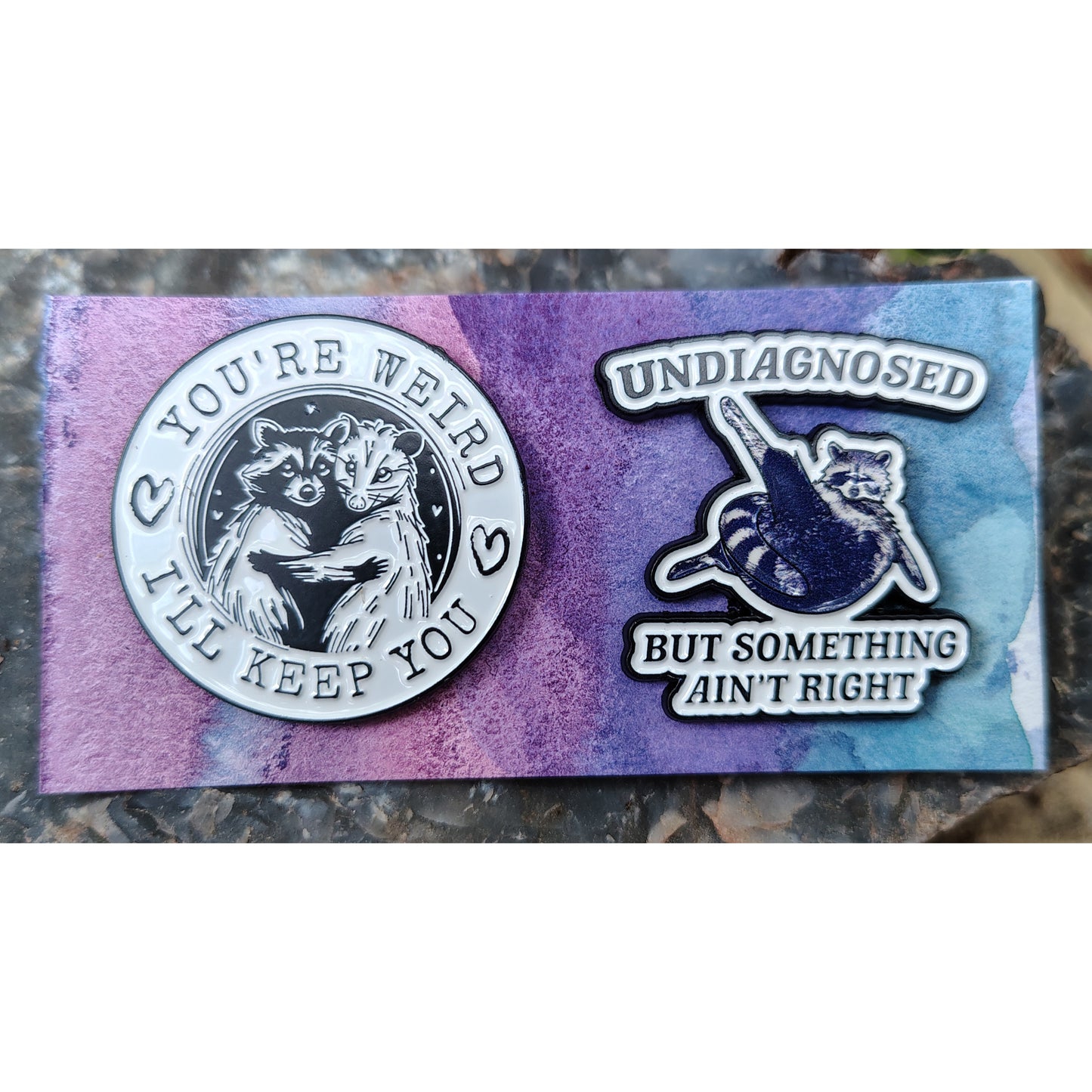 Raccoon Pins: set of two