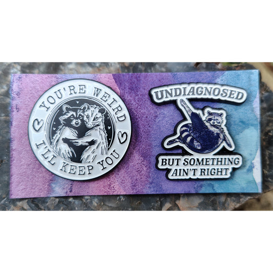 Raccoon Pins: set of two