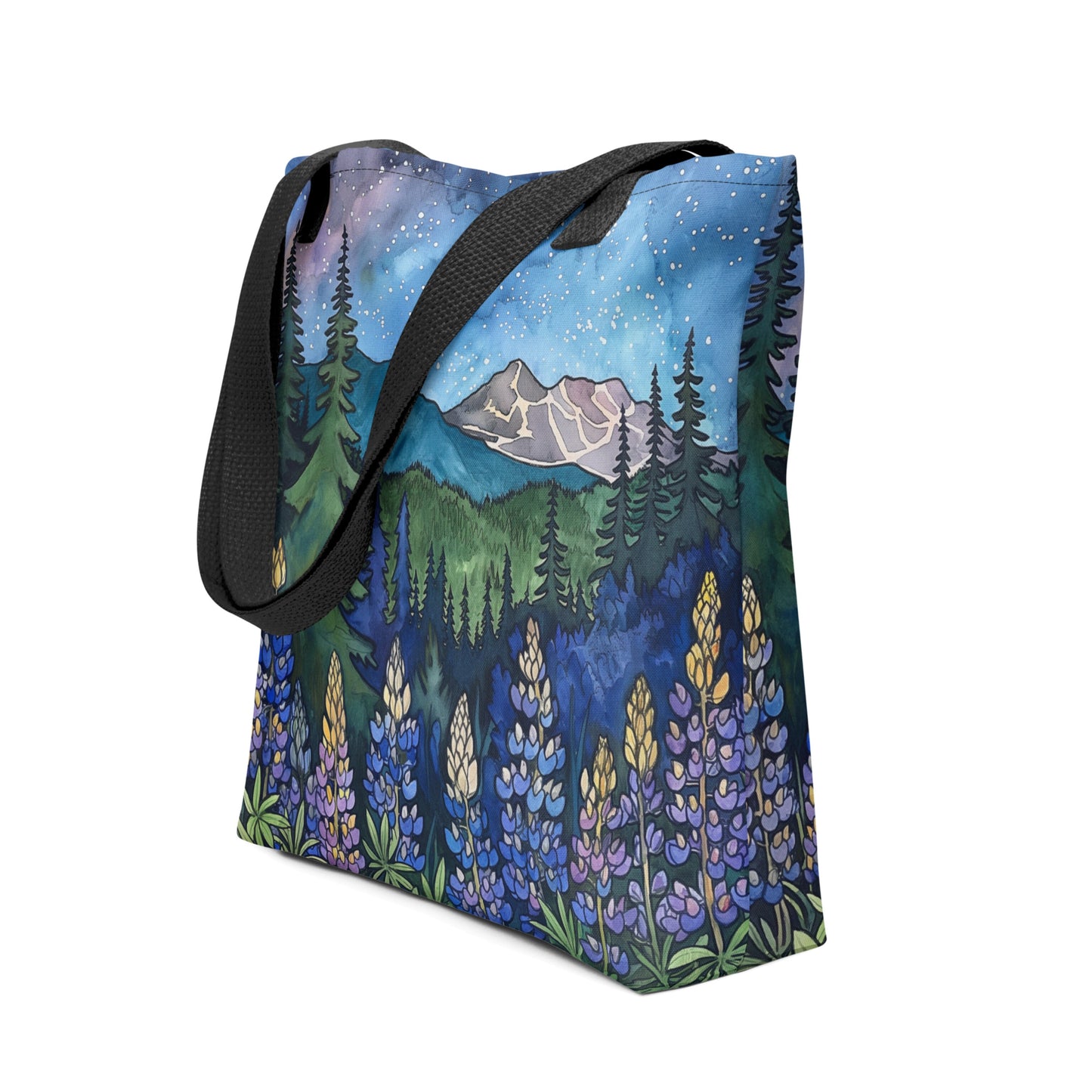 Lupine in the Mountains at Night One, Tote Bag