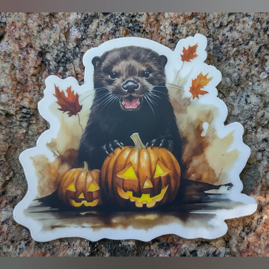 Limited Edition Sticker: Otter jack-o'-lanterns