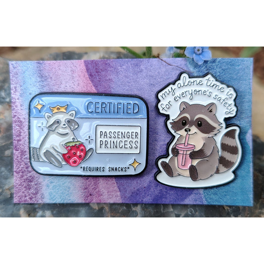 Raccoon Pins: set of two