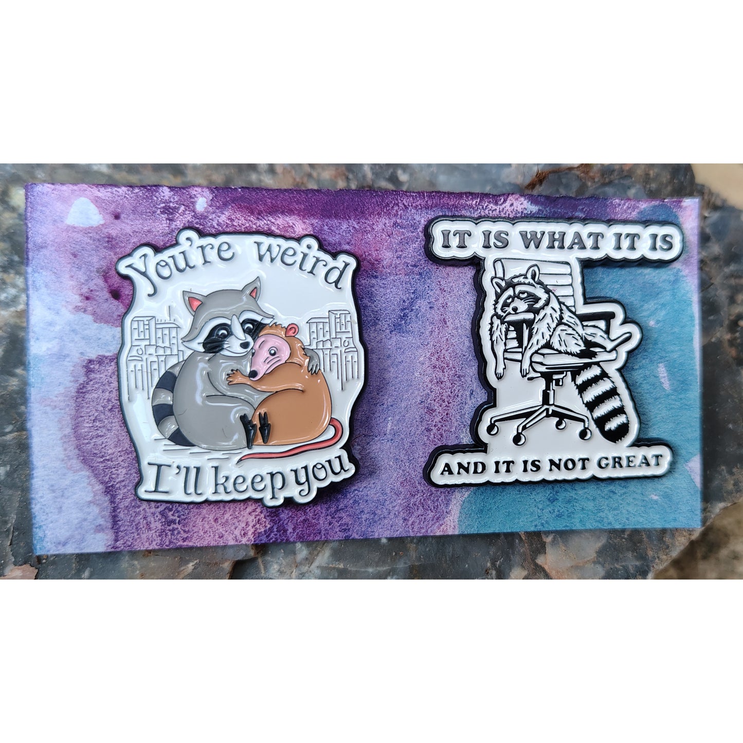 Raccoon Pins: set of two